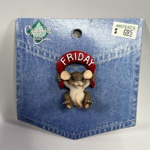 Charming Tails Vintage Y2K Pin Mackenzie Mouse TGIF Friday 2002 Denim Card